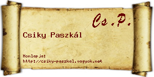 Csiky Paszkál névjegykártya